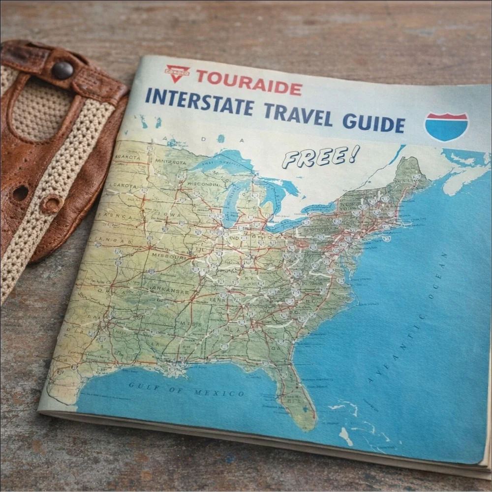 1967 Conoco Touraide Road Map Interstate Travel Guide Vintage Booklet